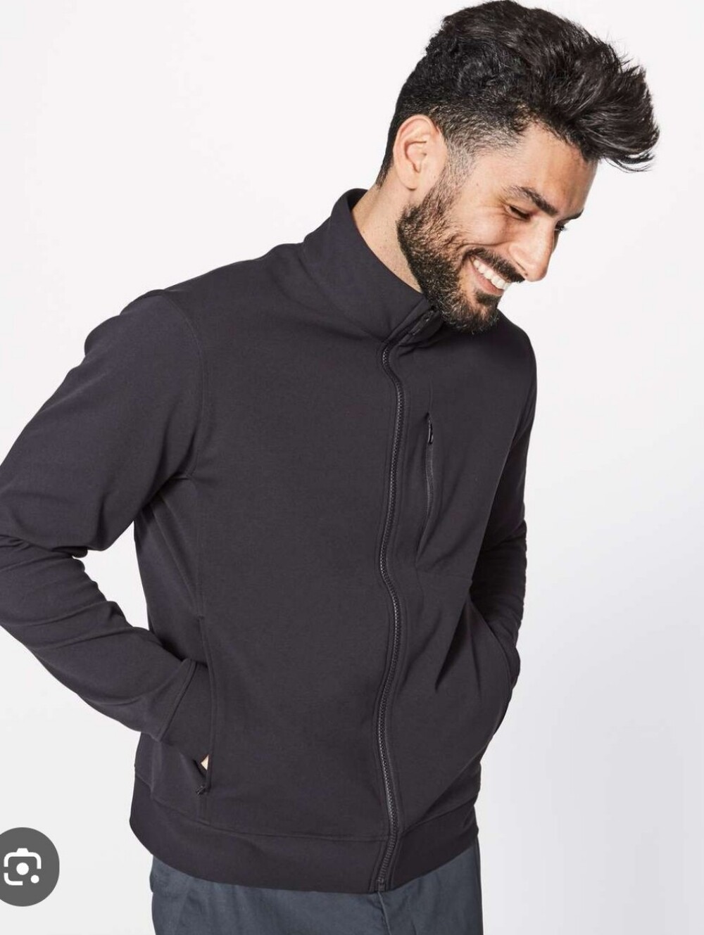 Men's Zip-Front Black Jacket - Classic Lightweight Coat